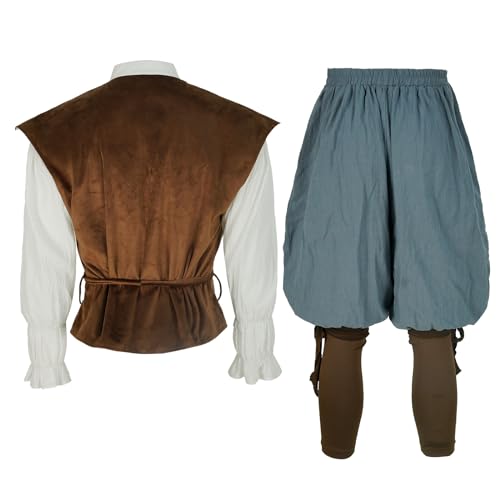 Mens Medieval Costume Vest Pants Shirt J106