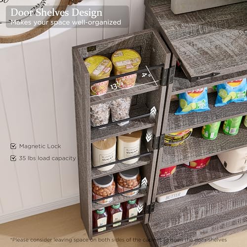 Off White Tall Kitchen Pantry with Barn Doors E43825