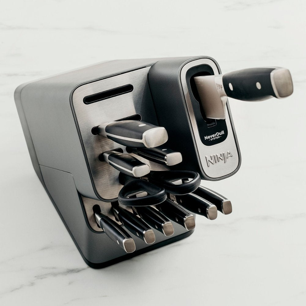 12 Piece German Stainless Steel Black Knife Block Set J8684
