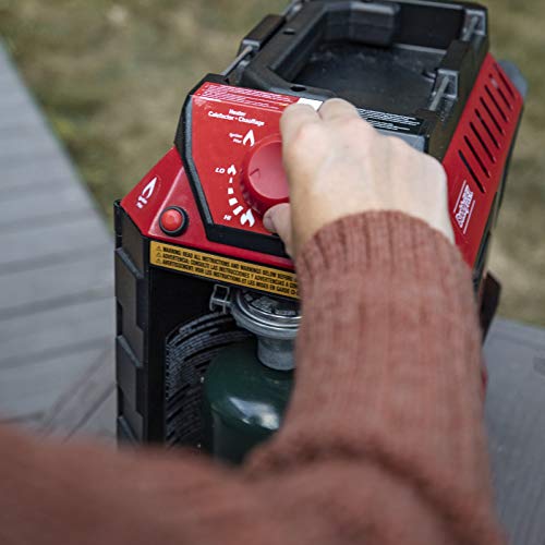 Black/Red Portable LP Gas Heater 4000 to 18000 BTU 3 Setting with Dual Tank Connection I437
