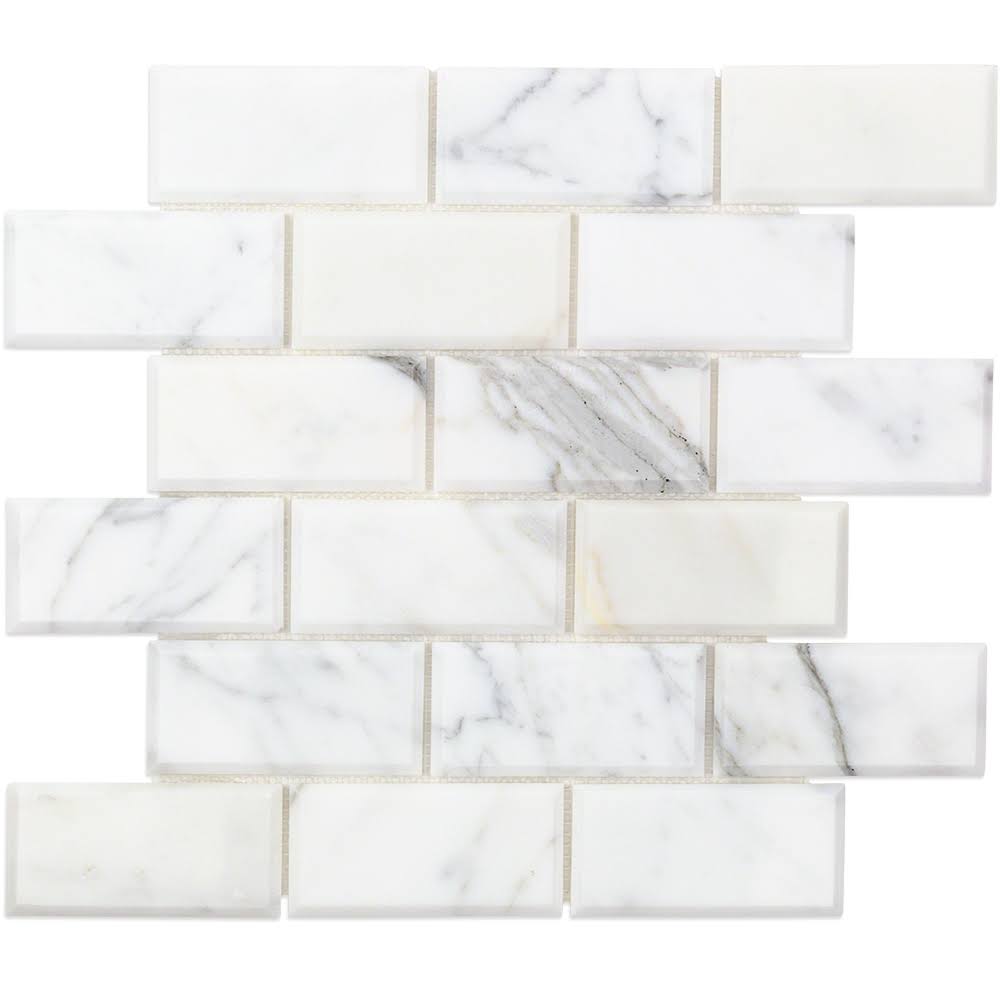 Beveled Marble Mosaic Tile White/Gray B56044