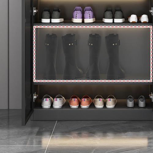 White 6-Tier Shoe Cabinet with Glass Doors R27366