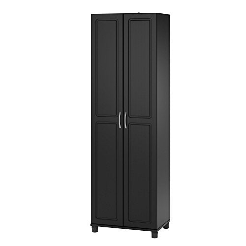Black Engineered Wood Utility Storage Cabinet H51958