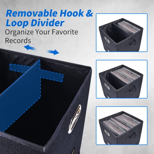 Vinyl Record Storage Box with Lid Black G85659