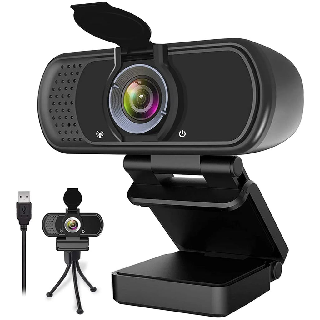 1080P Webcam with Microphone and Tripod Stand, Black E6504