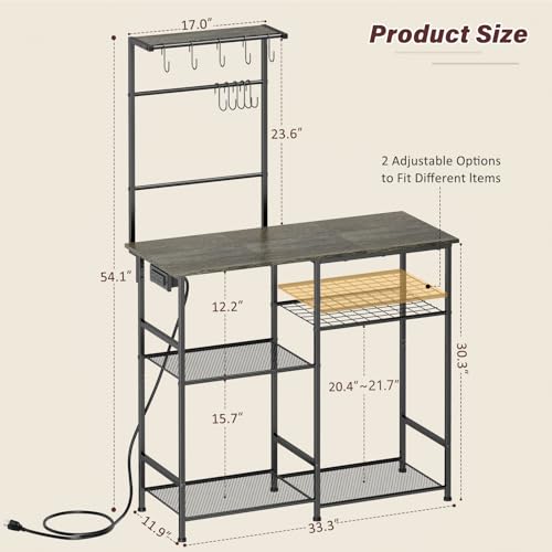 6-Tier Rustic Brown Kitchen Storage Shelf Rack U14756