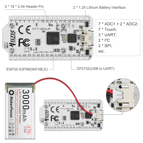 ESP32 LoRa V3 Development Board with 3000mAh Battery and 915MHz Antenna C786611