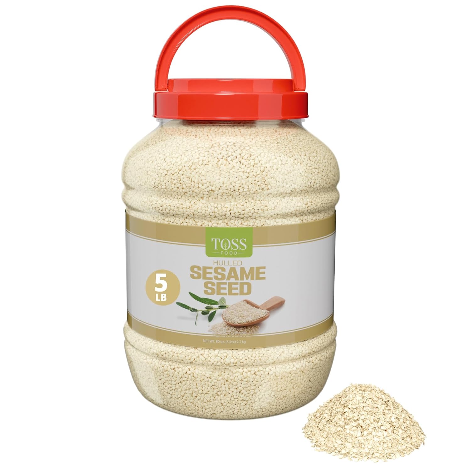 Hulled White Sesame Seeds 5 LB Container W773290