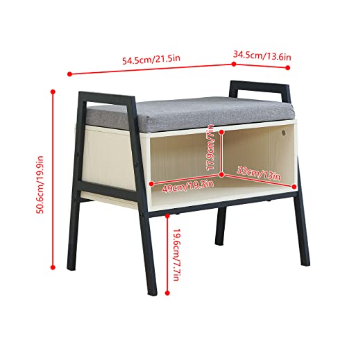 Small Entryway Bench with Cushion Seat, Wooden Shoe Rack, 15mm Maple Wood X796