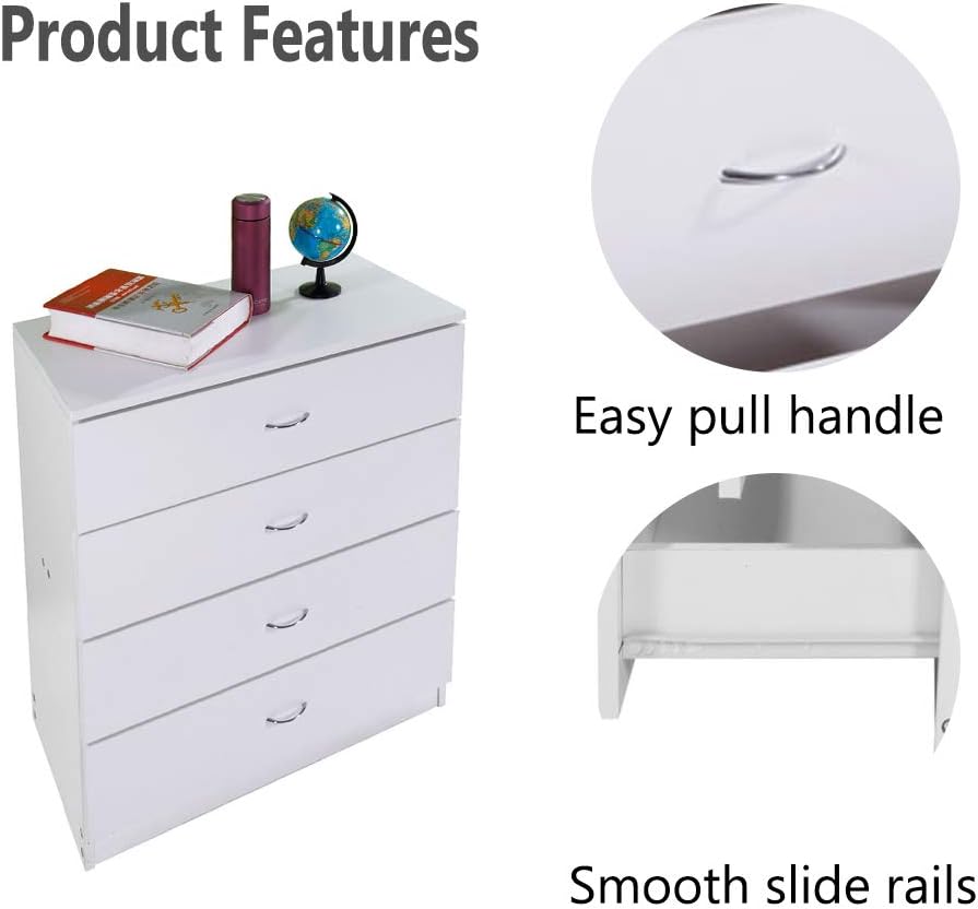 White 4 Drawer Wooden Dresser N68235