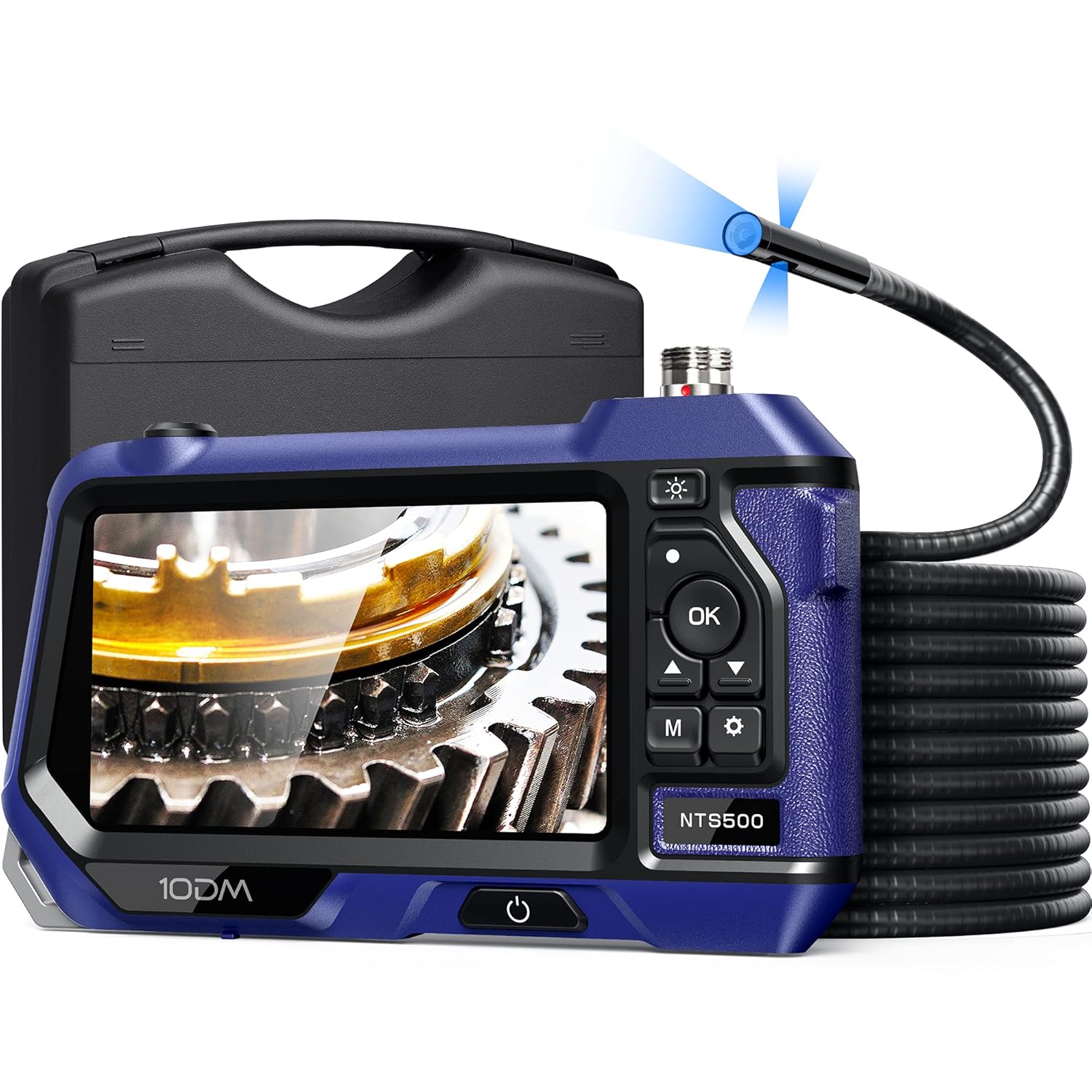 10DM Borescope with Light, Waterproof Flexible Cable, 5 IPS Color Screen Q112498
