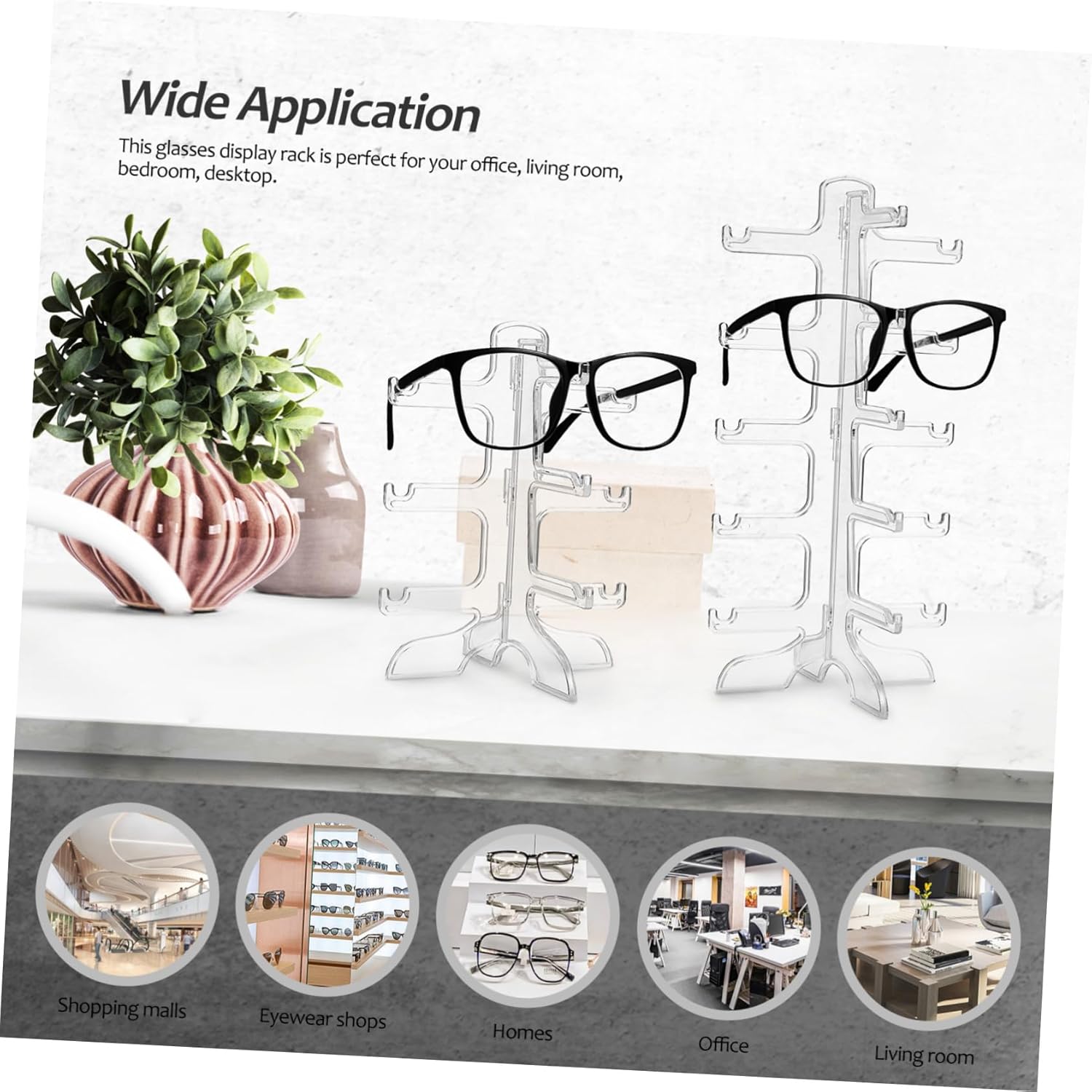2 Pcs Transparent Plastic Glasses Display Stand Sunglasses Rack Organiser Holder L20889