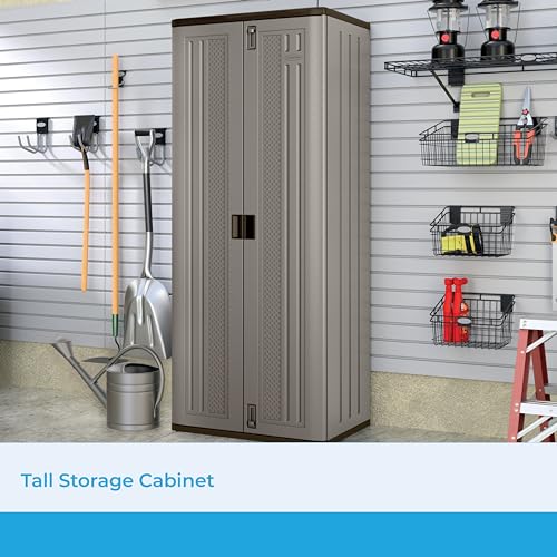 Plastic Tall Storage Cabinet with Doors and Shelves M3833