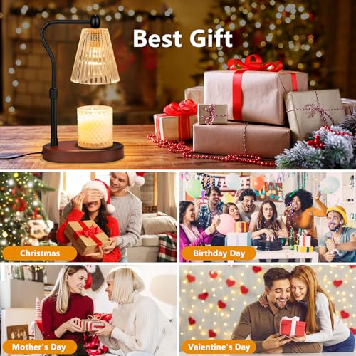 Candle Warmer Lamp with Timer and Dimmer Adjustable Height Electric Wax Melt Warmer with 2 Bulbs W33016