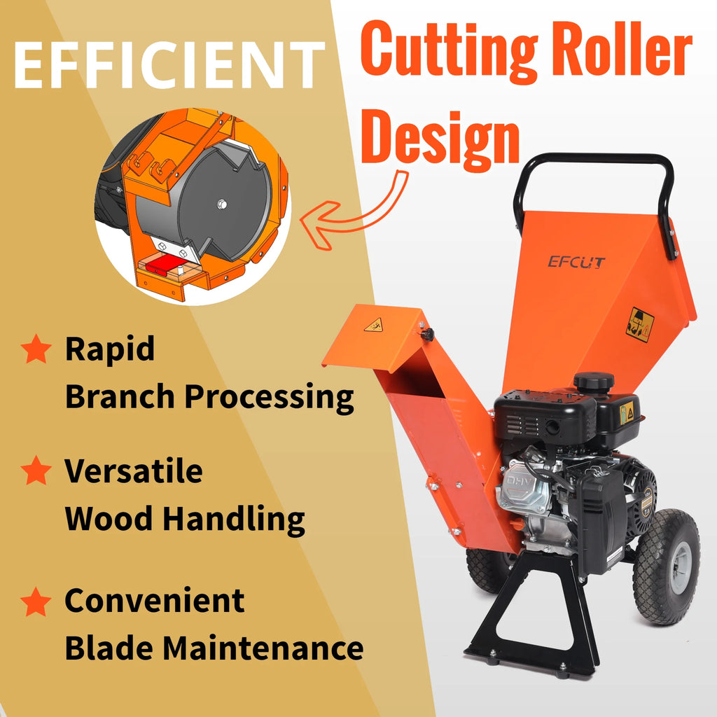 Wood Chipper Shredder Mulcher 7HP Gas Powered 3" Max Capacity E652706