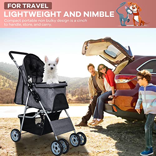 Grey 4 Wheel Pet Stroller E84429