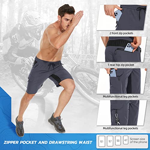 Men's Padded Mountain Bike Shorts Loose Fit Quick Dry Cycling Shorts with 5 Pockets X5471