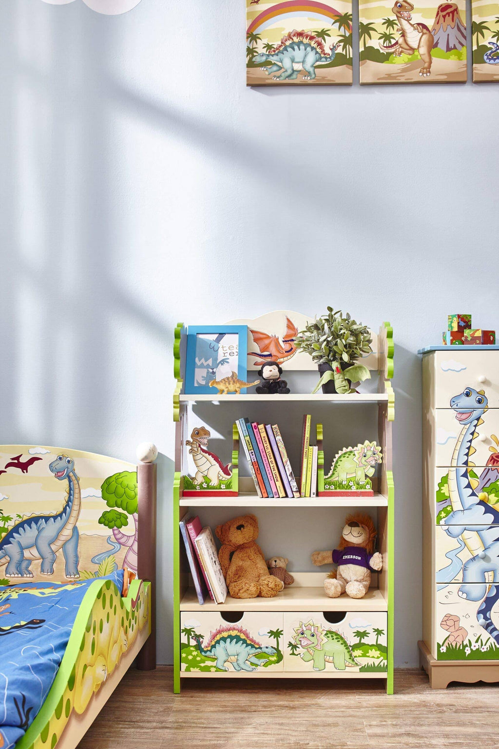 Dinosaur Kingdom Bookcase with 3 Shelves and Drawer M494