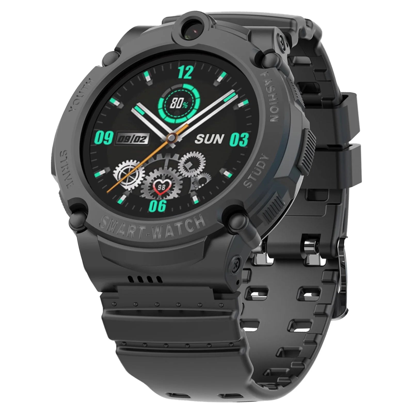 Black Smart Watch with 4G SIM GPS Video Call Pedometer C800513