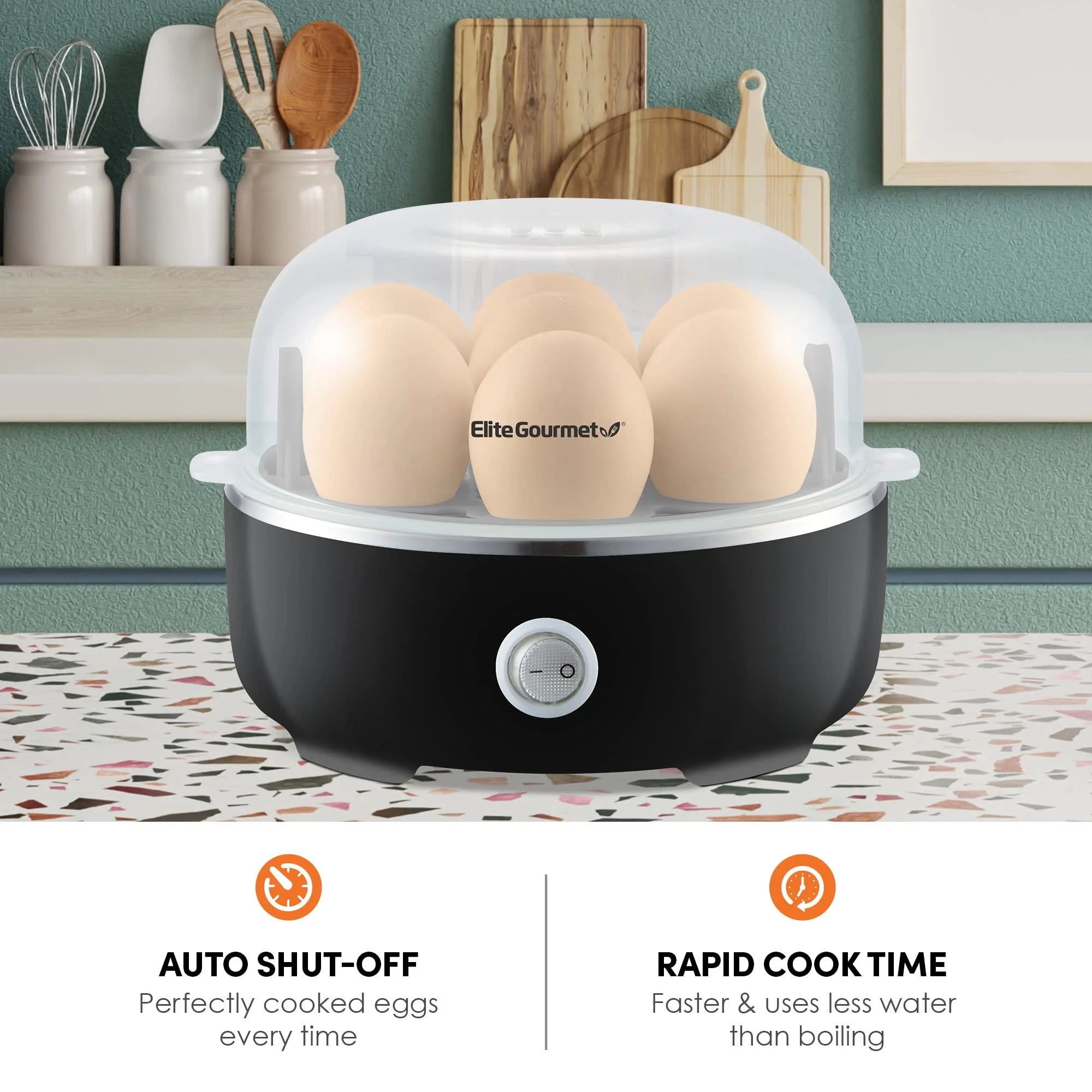 7-Egg Capacity Electric Egg Cooker, Black K1202
