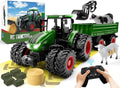 Remote Control Tractor Toy, Kids RC Tractor Set, Truck and Trailer Front Loader, Metal Car Head, 8 Wheel, Light P715