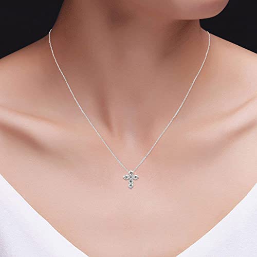 1/2 Carat Round Cut Lab Created Moissanite Diamond Cross Pendant Necklace In 14K Gold Over Sterling Silver With 18" Chain T146