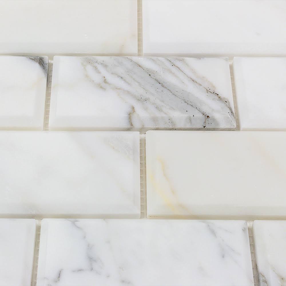 Beveled Marble Mosaic Tile White/Gray B56044