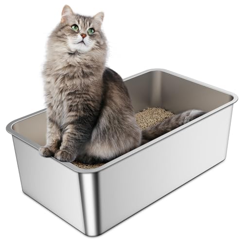 Stainless Steel Litter Box 19.5" L x 13.6" W x 6" H B4913