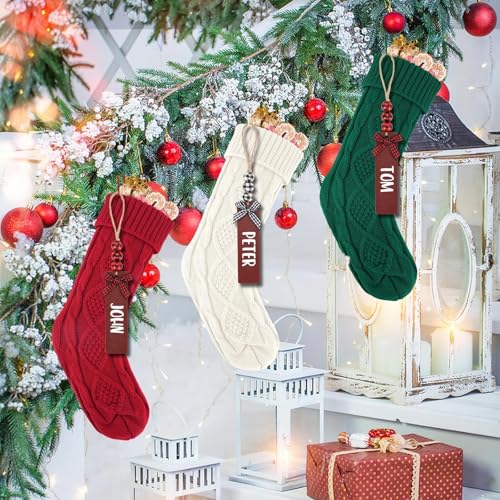 18Inch Cable Knitted Christmas Stockings in Red, White, Green A2948