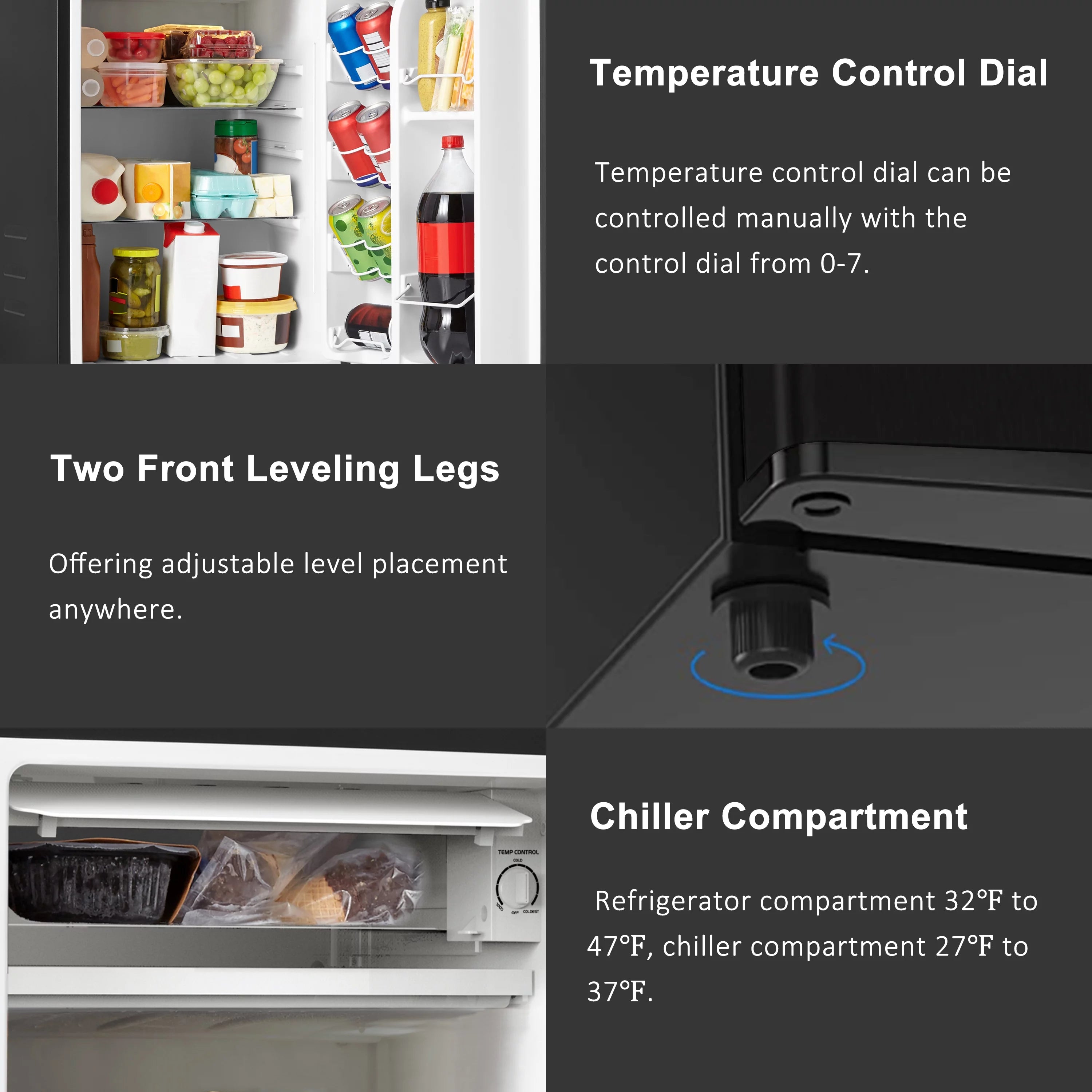 Black 3.3 Cu ft Single Door Mini Fridge Y2037