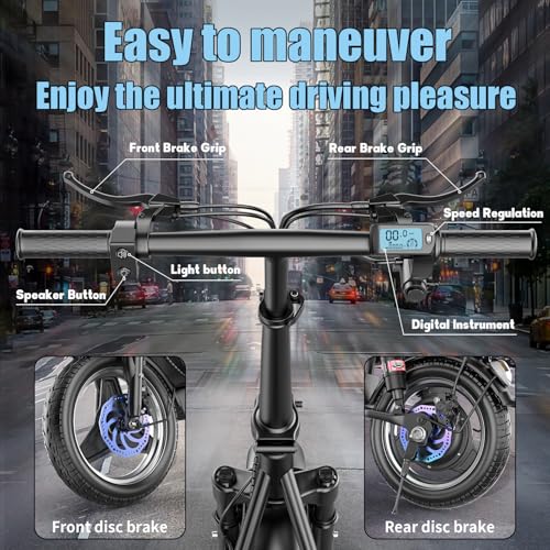 500W Peak Motor Sit Down E Scooter with Basket, 14" Pneumatic Tire W8476
