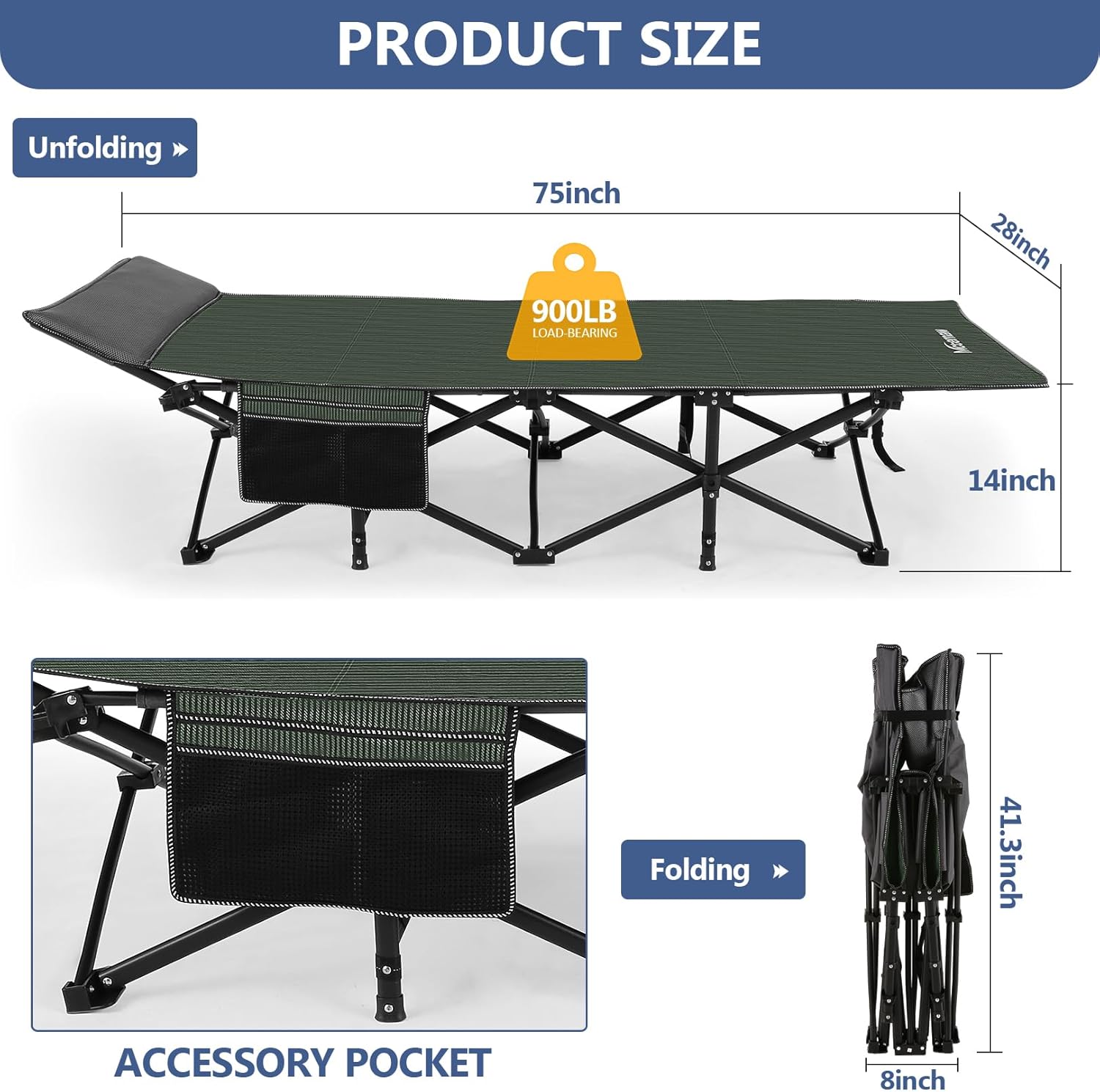 Folding Camping Cot with Carry Bag C47633