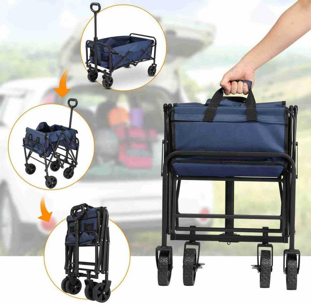 Blue Heavy Duty Folding Wagon with All Terrain Wheels F548