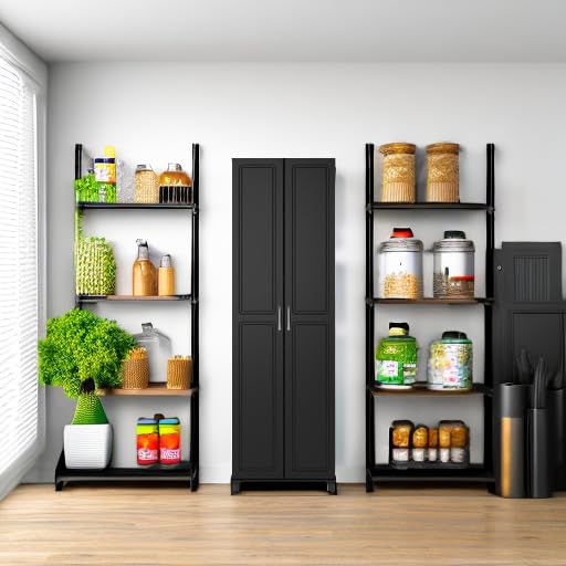 Black Engineered Wood Utility Storage Cabinet H51958