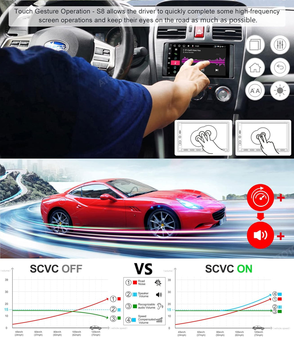 7inch Double-DIN Android Car Stereo with Wireless CarPlay W298754