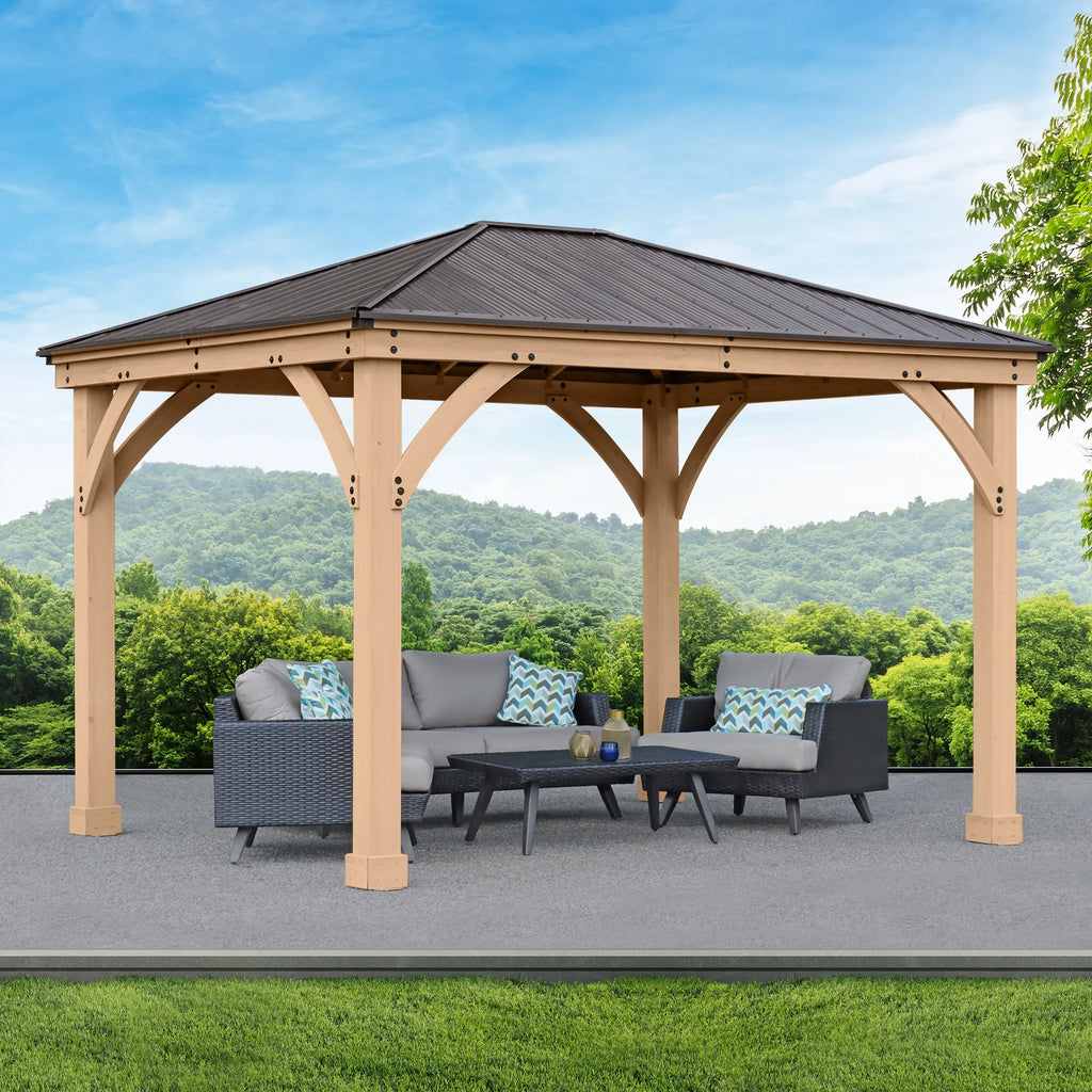 10 ft. × 12 ft. Cedar Gazebo with Aluminum Roof M64401