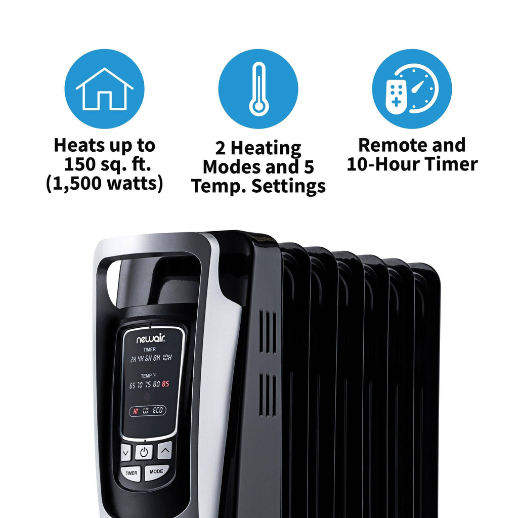 Black Electric Oil-Filled Radiator Heater U51358