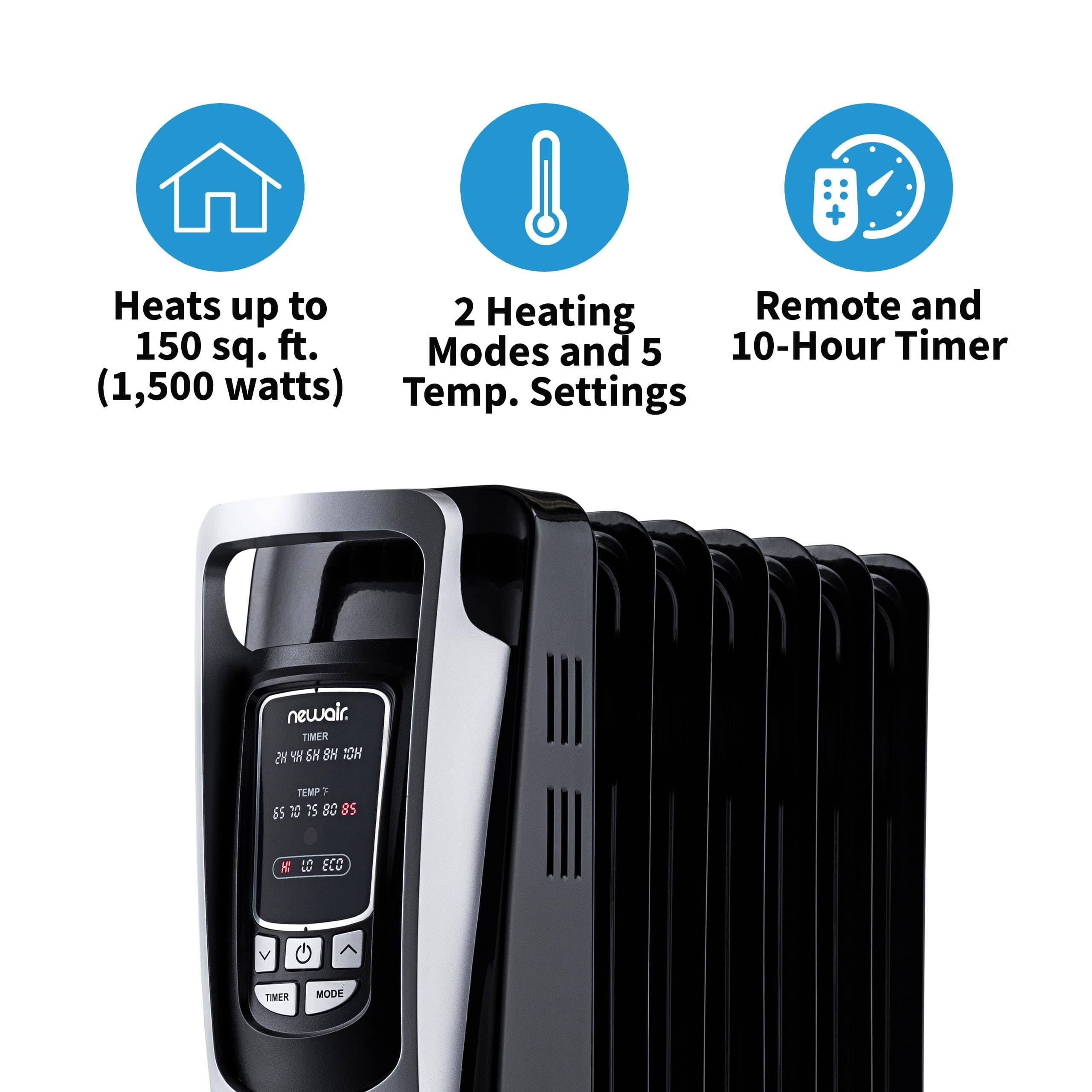 Black Electric Oil-Filled Radiator Heater U51358