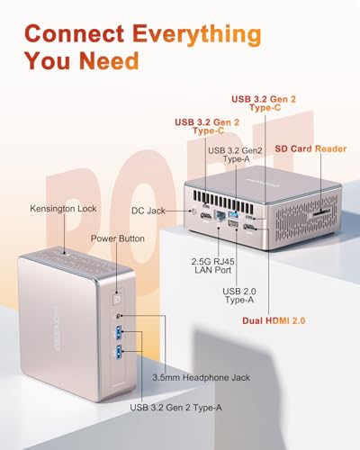 AMD Ryzen 7 5825U Mini PC, 16GB RAM, 512GB M.2 NVMe SSD, Windows 11 Pro B853