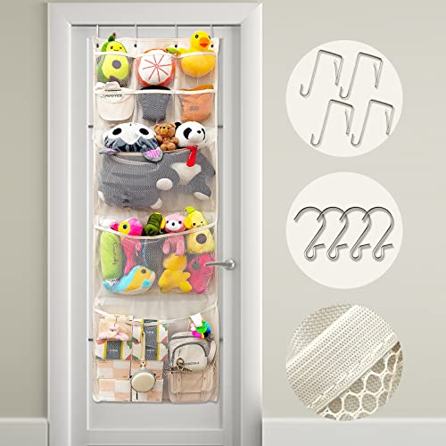 Over The Door Stuffed Animal Storage Organizer with 3 Large & 6 Small Mesh Pockets B936921