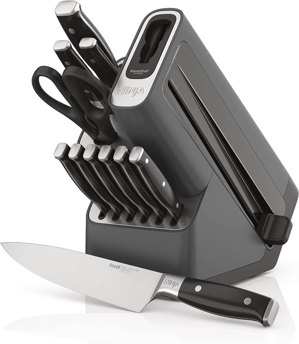 12 Piece German Stainless Steel Black Knife Block Set J8684