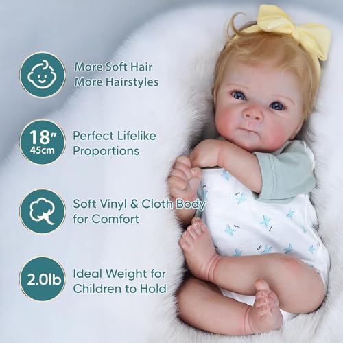 18-Inch Reborn Baby Doll with Blonde Hair and Weighted Cloth Body P418824