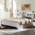 Dark Grey King Bed Frame with Bookcase Headboard and 4 Drawers B739
