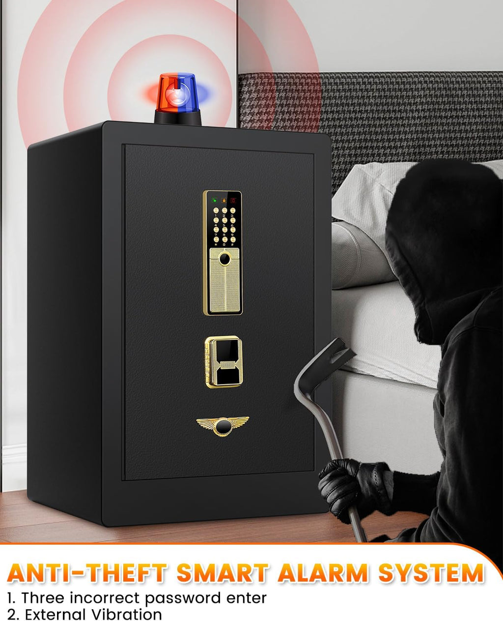 5.0 Cuft Fireproof Safe Box with Key Combination Lock D416