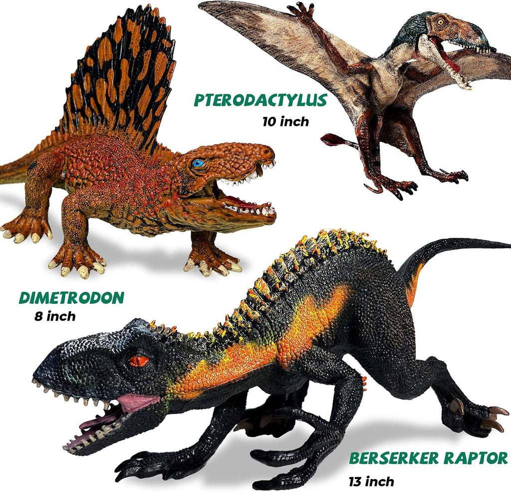 Realistic Dinosaur Toys, Large Dinosaur Figure Sets Including Movable T-Rex, Triceratops, Indoraptor and 3D Volcano Puzzles N199