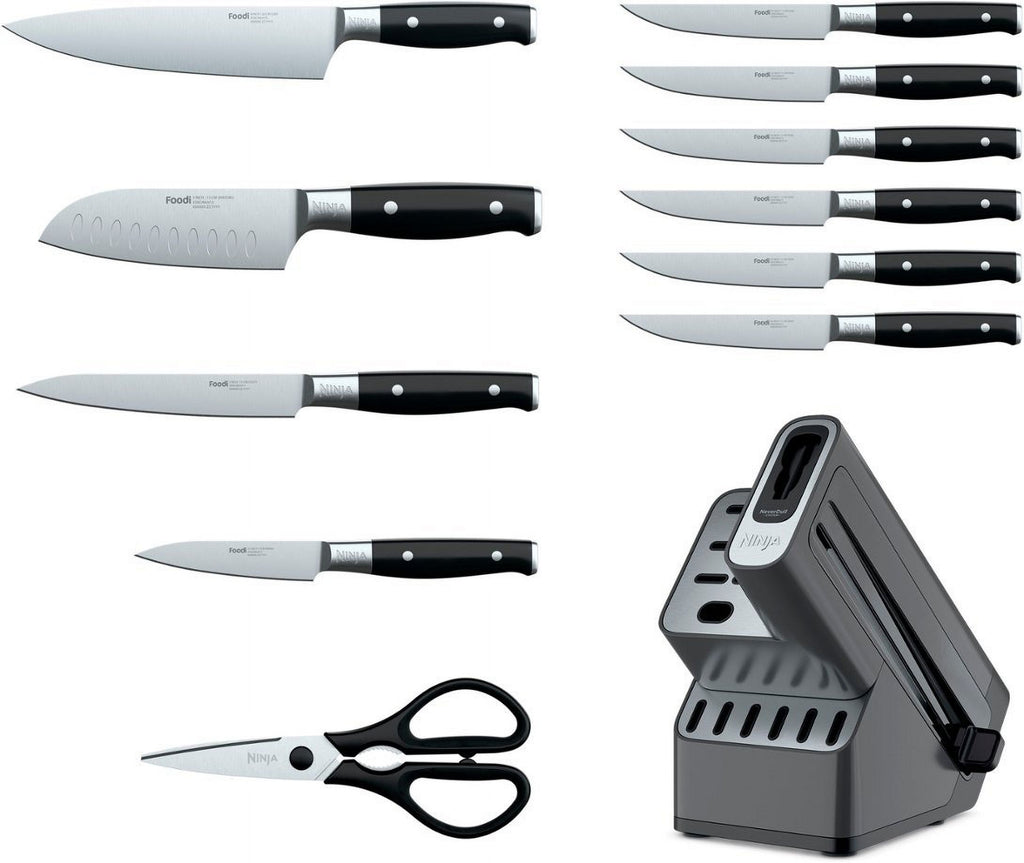 12 Piece German Stainless Steel Black Knife Block Set J8684