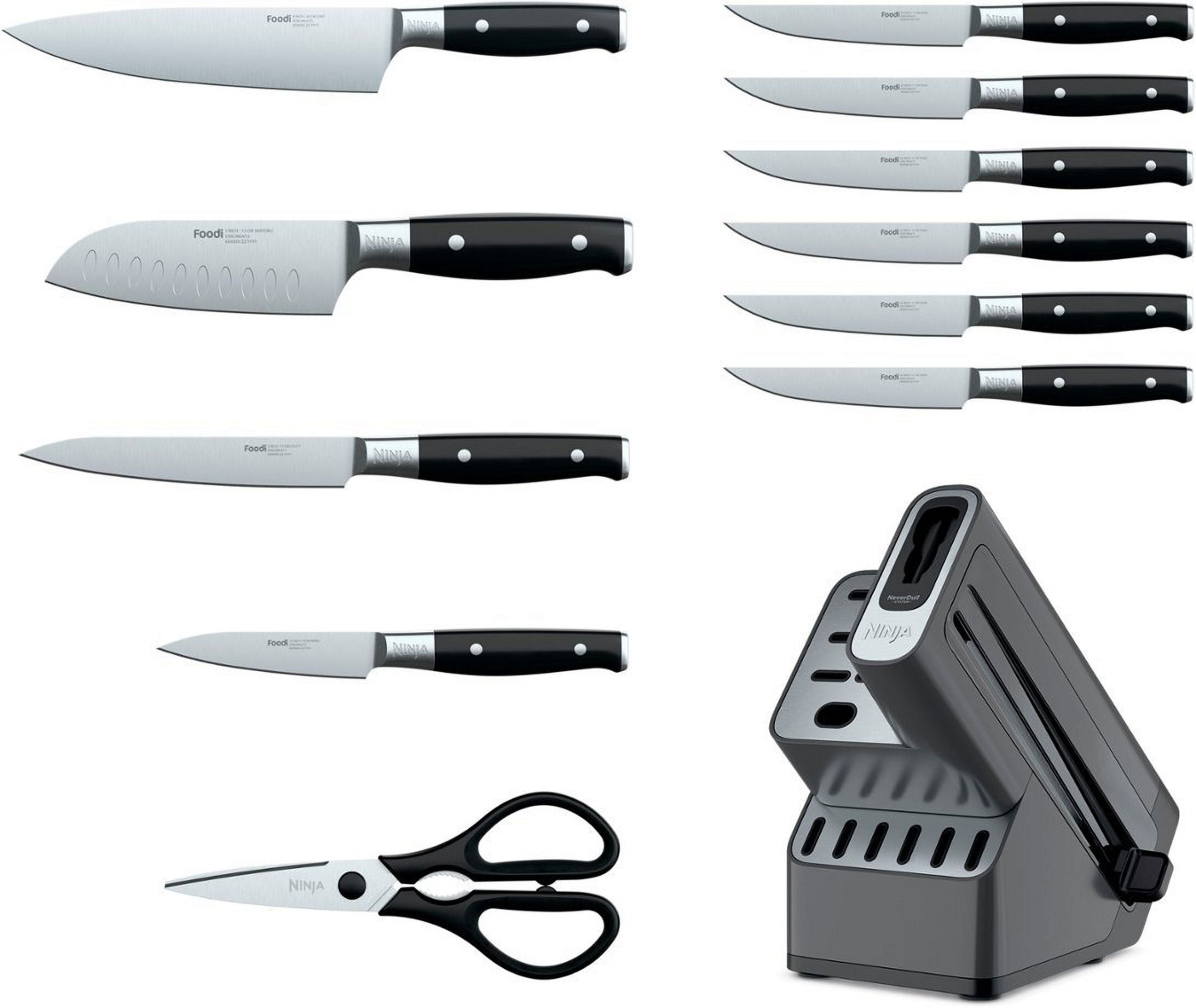 12 Piece German Stainless Steel Black Knife Block Set J8684