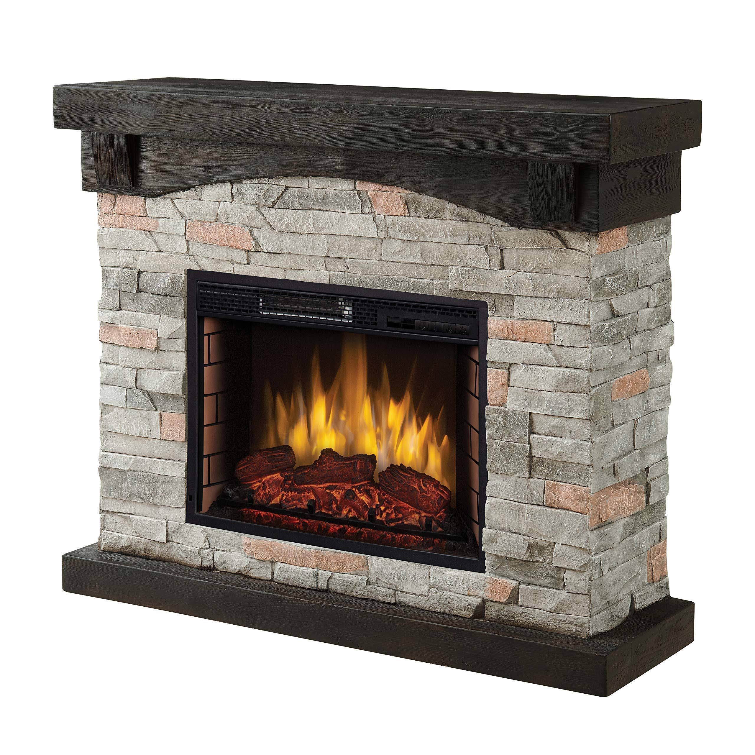 42x22 Grey Faux Stone Electric Fireplace U1999