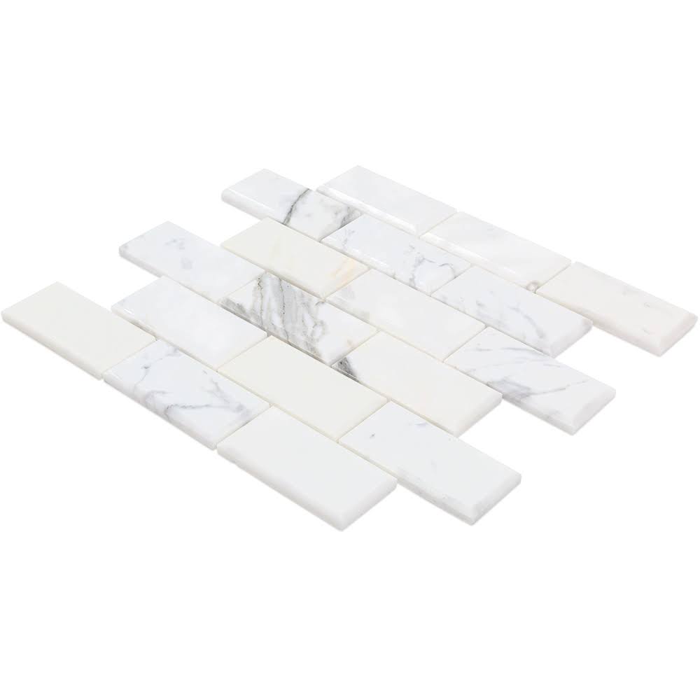 Beveled Marble Mosaic Tile White/Gray B56044