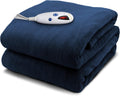 Navy Microplush Electric Heated Throw Blanket with Digital Controller H319